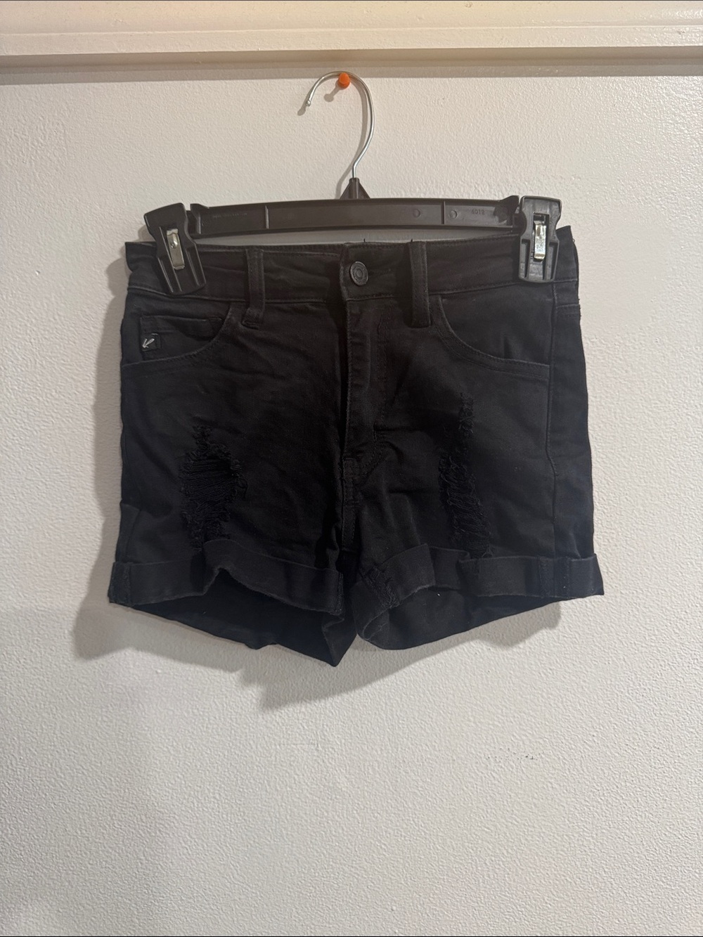 KanCan Black Distressed Cuffed Jean Shorts